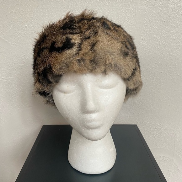 Surell Leopard Print Real Fur Head Wrap OS - Picture 1 of 7